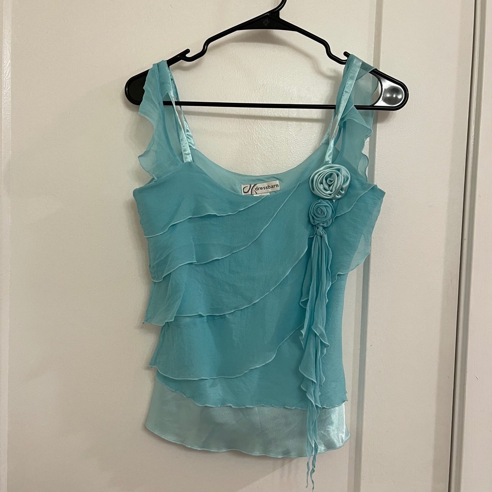 Vintage Blue Silk Mermaidcore Going Out Tank Y2K Fairycore Zara Larsson